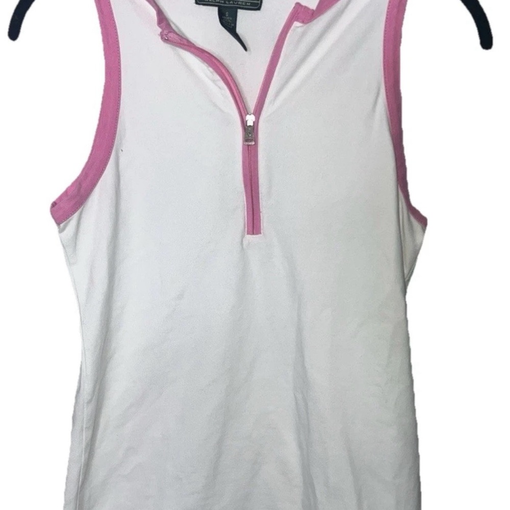 Lauren Ralph Lauren Active Pink And White Half Zip Sleeveless Small VGC